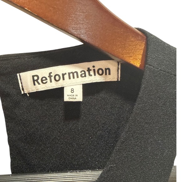 Reformation Lucia Jumpsuit Black Open Back Wide Leg High Neck Size 8 - Picture 4 of 7